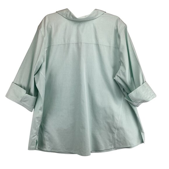 Foxcroft Button Down Shirt‎ Size 22W Mint Green 3/4 Sleeve Non-Iron - Picture 5 of 9